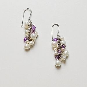 Pearl and Stone Cluster Earrings